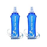 Berelin 2pcs 500ml Faltbare Trinkflaschen, TPU BPA-Frei Soft Flask, Leichte Auslaufsicher Wasserflasche, Sportflasche für Wandern,Joggen,Camping und Klettern