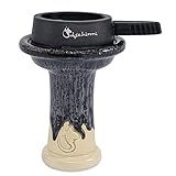 Dschinni Schamott-Phunnel Royal Negro mit HMD Smokebox Handle Black I Phunnel-Kopf aus Schamottstein I Aluminium HMD mit Silikon-Griff I Shisha-Kopf-Set mit wenig Molasse & leichtem Kopfbau