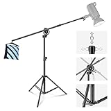 NEEWER 2-in-1-Foto-Lichtstativ, 9.7ft Schwerlast Stativ aus Aluminiumlegierung mit 3.8ft Auslegeram und leerem Sandsack für Videolicht, Blitz, Reflektor, Softbox für Studio-Foto-Videoaufnahmen