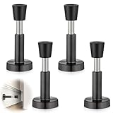 Behogan 4 Stück Federtürstopper: hydraulische Edelstahl-Wand-Türstopper mit Gummispitze, Selbstklebender Schutz Türstopper Schwarz, Verstellbar für verschiedene Räume wie Wohnzimmer, Schlafzimmer