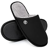 EverFoams Herren Strick Hausschuhe Leichter Memoryschaum Innen Pantoffeln,Schwarz,44/45 EU