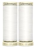2 x 100 m Gütermann Nähgarn aus Polyester für Hand- oder Maschinennähen, Weiß 800, gebündelt von GetInStyle Shop