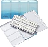 MEEDEN Leere Aquarell Malkasten: Reise-Tuschkasten mit 52 halben Pfannen - tragbare Metall Wet Dose für Gouache Watercolor, Künstler Studenten (Blau)