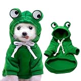 Kleiner Hundefrosch Kostü, Lustiger Halloween Hunde Hoodie, Frosch Haustierkostüm, Niedlichen Warme Hundekostüme Für Haustiere, für Halloween Cosplay, Geeignet für 12-16 Pfund, Grün, XL