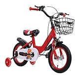 Fockety Kinderfahrrad, 14-16 Zoll Kinderfahrrad mit Stützrädern für 3- bis 10-jährige Kleinkinder, ergonomisches Design, Verstellbarer Sitz, Kleinkindfahrrad zum Üben (14 Zoll)