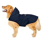 Zellar Hunderegenmantel mit Kapuze & Kragenloch & sicheren reflektierenden Streifen, ultraleichte atmungsaktive 100% wasserdichte Regenjacke mittelgroße Hunde