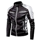 Celanisai Motorrad Schutzjacke Motocross Für Herren Lederimitat Lederjacke Vintage Leder Bikerjacke Mit Stehkragen Gothic Steampunk Motorradjacke Slim Fit Protektorenjacke mit Protektoren
