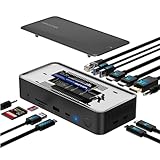 WAVLINK USB C Docking Station 3 Monitore, Laptop Docking Staion mit 5Gbps M.2 PCIe/SATA SSD-Gehäuse, 4K@60Hz 2 HDMI/1 DP, 100W PD, USB C/USB-A Gen 3.2, SD/TF, Gigabit RJ45 für Windows, Mac OS