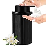 GMISUN Seifenspender, 400ml Schaumseifenspender, Schwarz Seifenspender Schaum Aus Glas, Schaumspender Für Küche und Bad, Gestreifter Spülmittelspender, Modern Schwarz Handseifenspender