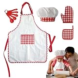 Kochschürzen-Set Für Kleinkinder – Backen-Rollenspiel-Kostüm, Schürze, Hut, Handschuh, Isoliermatte, Löffel, Kreatives Kinder-Anziehoutfit | Unterhaltsame Kochkarriere-Aktivität Für Junġen Und Mädchen