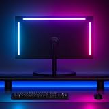 Lumtang 24 Zoll PC Monitor Hintergrundbeleuchtung,RGBIC LED-Lichtstreifen synchron mit Bildschirmfarbe und Musik für Spiele, Filme usw., einfach zu verwenden ohne Kamera, Softwaresteuerung