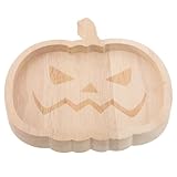 JECOMPRIS Kürbisförmiger Holzteller: Servierplatten für Halloween-Süßigkeiten, Kuchen und Snacks, Geschirrzubehör, Halloween-Esstischdekoration
