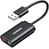 UGREEN Externe USB Soundkarte Klinke USB Adapter für Computer, PS5, PS4, USB Audio Stereo Adapter External Sound Card (Schwarz)