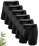YESWEL Boxershorts Herren Lang 6er Pack, Bambus Unterhosen Ohne Kratzenden Zettel Unterwäsche Atmungsaktive Retroshorts Boxer für Männer (6X Schwarz, L)