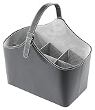 Kobolo Flaschenkorb Zeitungskorb Kaminkorb - Kunstleder - grau - 38x22x21/40 cm