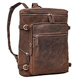 STILORD 'Alvar' Businessrucksack Herren und Damen Leder mit Laptop-Fach bis 15,6' Studenten-Rucksack Laptoprucksack Cityrucksack Echtleder, Farbe:zamora - braun