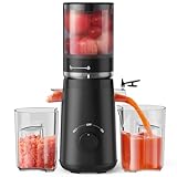 TUUMIIST Entsafter‚ Slow Juicer mit 135MM Extra Großem Einfüllschacht, Entsafter Gemüse und Obst Testsieger anwendbar Ganzes Obst und Gemüse, Leicht zu Reinigen, Hohe Saftausbeute, BPA-Frei, Schwarz