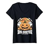 Damen Big-Sister Loading wird endlich zu Big-Sister befördert Halloween T-Shirt mit V-Ausschnitt