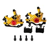 Mgoodoo MTB Hydraulische Scheibenbremse Set, Fahrrad Scheibenbremse Sets vorne und hinten Line Pulling Hydraulische Scheibenbremse, Gold,Scheiben 160mm