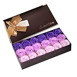 TEEROVA 18 Stück Rosenseife Blume Handgemachte Rosenduft Badeseife Blütenblätter in Geschenkbox (E)