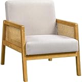 Yaheetech Armlehnensessel Loungesessel mit Polsterung bequemer Polstersessel mit Armlehnen aus Rattan Einzelsofa für Wohnzimmer/Empfangsraum/Leseecke