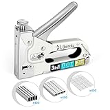 Bamda Handtacker, 3 In 1 Robuster Leistungsstarker Holztacker mit 1200 Klammern, Tackerpistole für Holz, Tischlerei, Dekoration, Kabelbefestigung