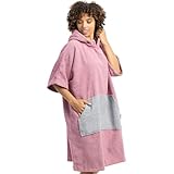 HOMELEVEL Badeponcho Damen und Herren - Surf Poncho aus 100% Baumwolle - Tuch für Erwachsene - Unisex Bademantel - Badetuch mit Kapuze