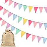 Alintor 3 Stück Wimpelkette Outdoor Wetterfest, Matschküche Zubehör, Einschulung Deko, Luftschlangen Regenbogen Deko, Girlande Geburtstag für Party Deko, Festival, Spielturm, Spielhaus Zubehör