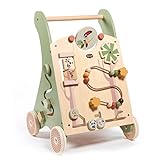 Tiny Love Baby Lauflernwagen Holz, 2-in-1 Activity Baby Lauflernhilfe, 12 interaktive Aktivitäten, motorische Fähigkeiten, kognitive Entwicklung, natürliches Design, 18+ Monate, Boho Chic