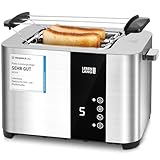 LEBENLANG Edelstahl Toaster mit Brötchenaufsatz 2 Scheiben - Touchscreen LED Display & 7 Stufen I 850W 2er Toster mit Display I Für Küche Haushalt & Camping Campingtoaster I Bread Toasters