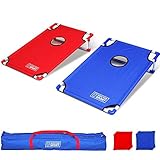 Original Offizielles 90x60cm Cornhole | Amerikanisches Cornhole | Luxus Tragetasche | Offizielle Abmessungen | Premium Qualität | Outdoor & Indoor (Standard Rot Blau)