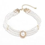 Aleasha Perlenkette Damen Mehrreihige Perlenkette Weiß Dreireihige Perlenkette 3 reihig Gold Choker Mehrschichtige Halskette Hochzeits Schmuck