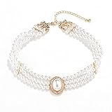 Aleasha Perlenkette Damen Mehrreihige Perlenkette Weiß Dreireihige Perlenkette 3 reihig Gold Choker Hochzeits Schmuck