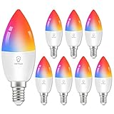 ANTELA Alexa Glühbirne E14 LED Lampen Smart WLAN Dimmbar Birne RGB 16 Millionen Farben 2700-6500K, Smart Life APP, Sprachsteuerung, Kompatibel mit Google Home, 8PCs