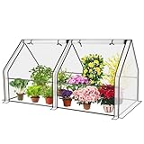 Sekey Gewächshaus Klein 180 x 90 x 90 cm, Hausform Tomatengewächshaus Stabil Winterfest, überwinterungszelt für Pflanzen Garten, Balkon, Indoor, Weiß
