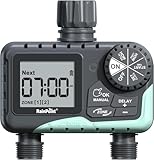 RAINPOINT Bewässerungscomputer 2 Ausgänge, IP65 Wasserdicht Wasser Zeitschaltuhr mit Regenverzögerung/Manueller Bewässerung, Automatische Bewässerungsuhr für Garten Rasen