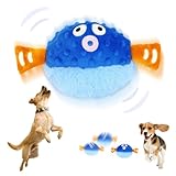 HEYIDAMAI Bewegendes Hundespielzeug, Hundespielzeug Beweglich Elektrisch, Interaktives Hundespielzeug, Aktives Bewegliches Haustier Plschspielzeug mit Klang und Hüpferei für Hunde Katzen (Blue)