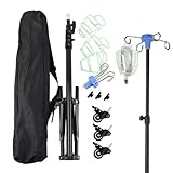 Yianyal Flebo-Halterung | Verstellbarer Flebo-Halter mit Flaschenhaken, zusammenklappbare Ausrüstung mit Rädern für Innen- und Außenbereiche, Kliniken