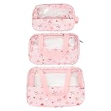 Tomotato Wasserfeste transparente Kosmetiktaschen mit Reißverschluss, 3 Größen PVC PU Reiseorganizer mit Tragegriff für Badezimmerorganisation, Schwimmen und Strandausflüge