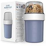 Jim's Store Müslibecher to Go Becher, 560ml+310ml Auslaufsichere Joghurtbecher für Unterwegs (Blue)
