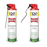 BALLISTOL Universalöl Spray 2x 520ml Set – Kontaktspray für alle Zwecke: Türen, Fenster, Gartengeräte, Camping, Outdoor, Sprühöl fürs Auto, Motorrad, Rostlöser, Rostschutz, Industrie & Handwerk