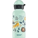 SIGG - Alu Trinkflasche Kinder - KBT Jungle TZZ - Auslaufsicher - Federleicht - BPA-frei - Klimaneutral Zertifiziert - Hellgrün- 0,4L