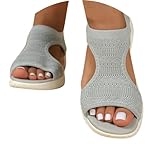 SKFLABOOF Sandalen Damen, Orthopädische Sandalen Damen - Breite Füße Plateau Schlappen Mit Fußbett Sommerschuhe Sommer Weite Barfuss Offene Schuhe Elegant Und Bequem 001a Grau, 39