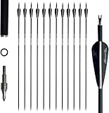 biubiusot 12er Pfeile Carbonpfeile 30 Zoll für Bogenschießen Bogenpfeile Jagdpfeile für Recurvebogen,Jagd Schießen Bogen (Schwarz)