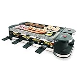 Korona 45071 Drehbares Raclette | Raclette für 8 Personen | Antihaft-Grillplatte | Naturstein | Extra langes Kabel | Inkl. Zubehör