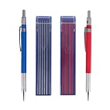 MRNHA 2 StüCk Welders Bleistift mit 24 StüCk 2 Mm Minen Druckbleistift mit Eingebautem Spitzer Zimmermannsbleistifte