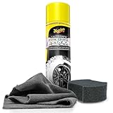 Auto Reifenpflege Set | Meguiar's Ultimate Tyre Shine Foam 538ml + Applikator Pad + Mikrofasertuch | Reifenglanzspray zur Pflege und Auffrischung von Reifen