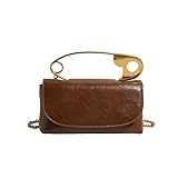 Ocuuer Frauen kreative Pin -Handtasche mit Kettenpu -Leder -Crossbody -Tasche (hellbraun)