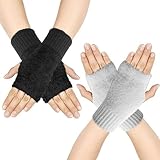 KASESSS 2 Paar Fingerlose Handschuhe, Plüsch Handstulpen, Fingerless Gloves, Weicher Handschuhe Winter, Handschuhe Ohne Finger Damen, Kaschmir Handschuhe, Warme Winter Handschuhe für Männer Frauen