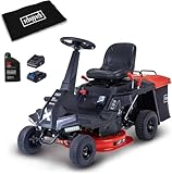 Scheppach Benzin Aufsitzmäher MR235-61 | 6PS | E-Start | LED | inkl. Öl & Abdeckhaube | 61cm Schnittbreite | 35-75mm Schnitthöhe | Rasentraktor mit 150L Fangkorb | 4xVor- / 1xRückwärtsgang